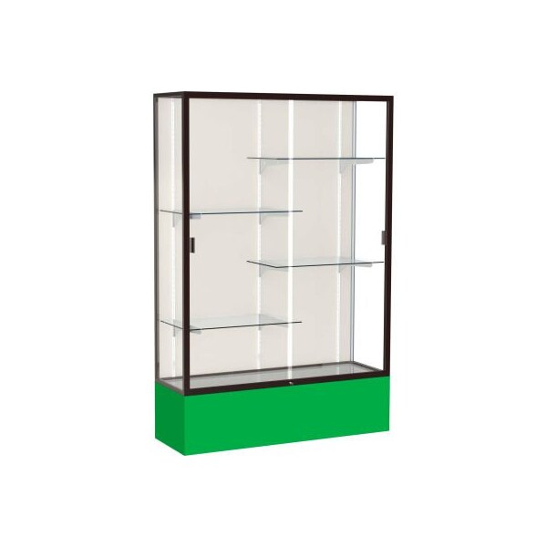 Waddell Display Case Of Ghent Spirit Display Case Kelly Green Base, Bronze Frame, Fabric Back 48"W x 16"D x 72"H 374PB-BZ-KG - main